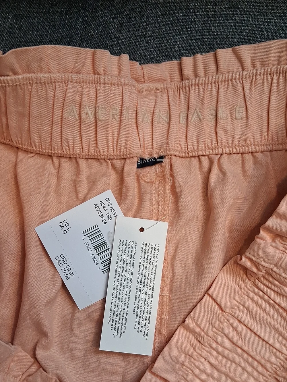 American Eagle Outfitters Peach High-Waist Elastic Shorts